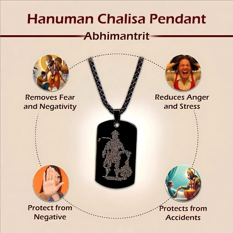 Hanuman Chalisha Pendant with Chain - Assorted Color