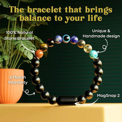 Super 9 Chakra Bracelet with Mag Snap2 & Warranty - Most Powerful and Proved